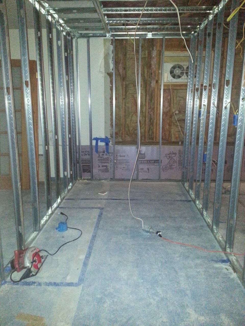 Metal-stud framing for a new bathroom — J&R Enterprise project