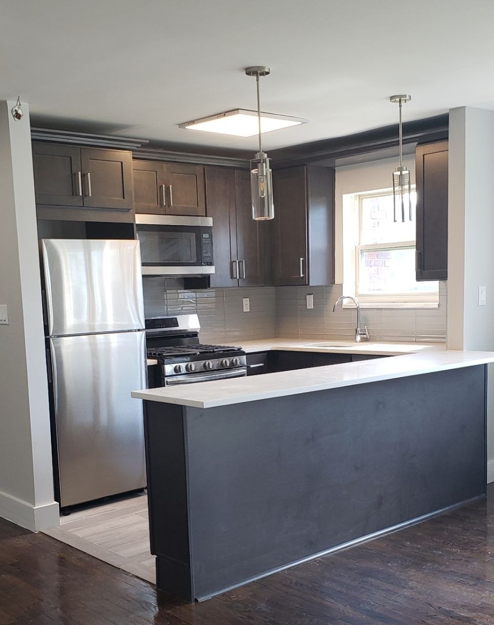Kitchen Remodel — Espresso Cabinets & Breakfast Bar