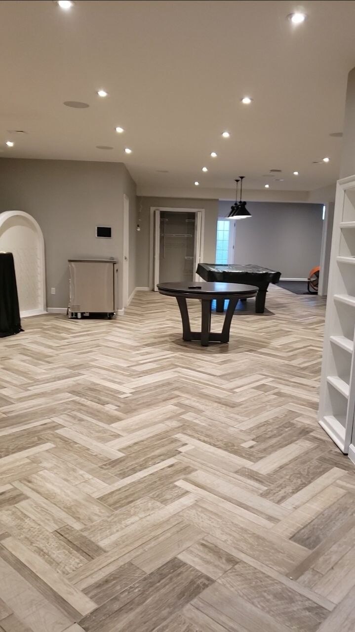 Finished Basement — Herringbone Floor