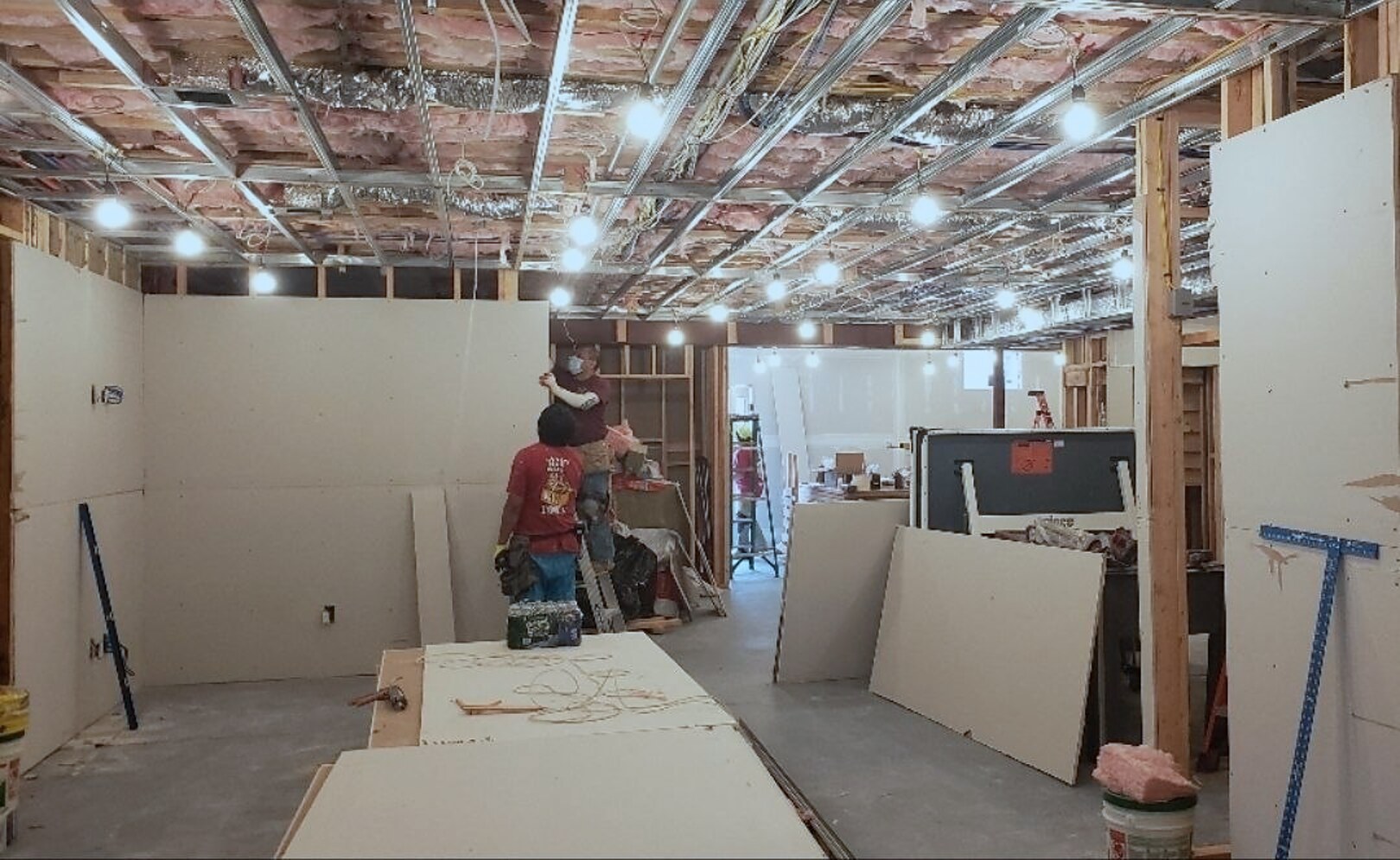 Basement framing before drywall — J&R Enterprise project