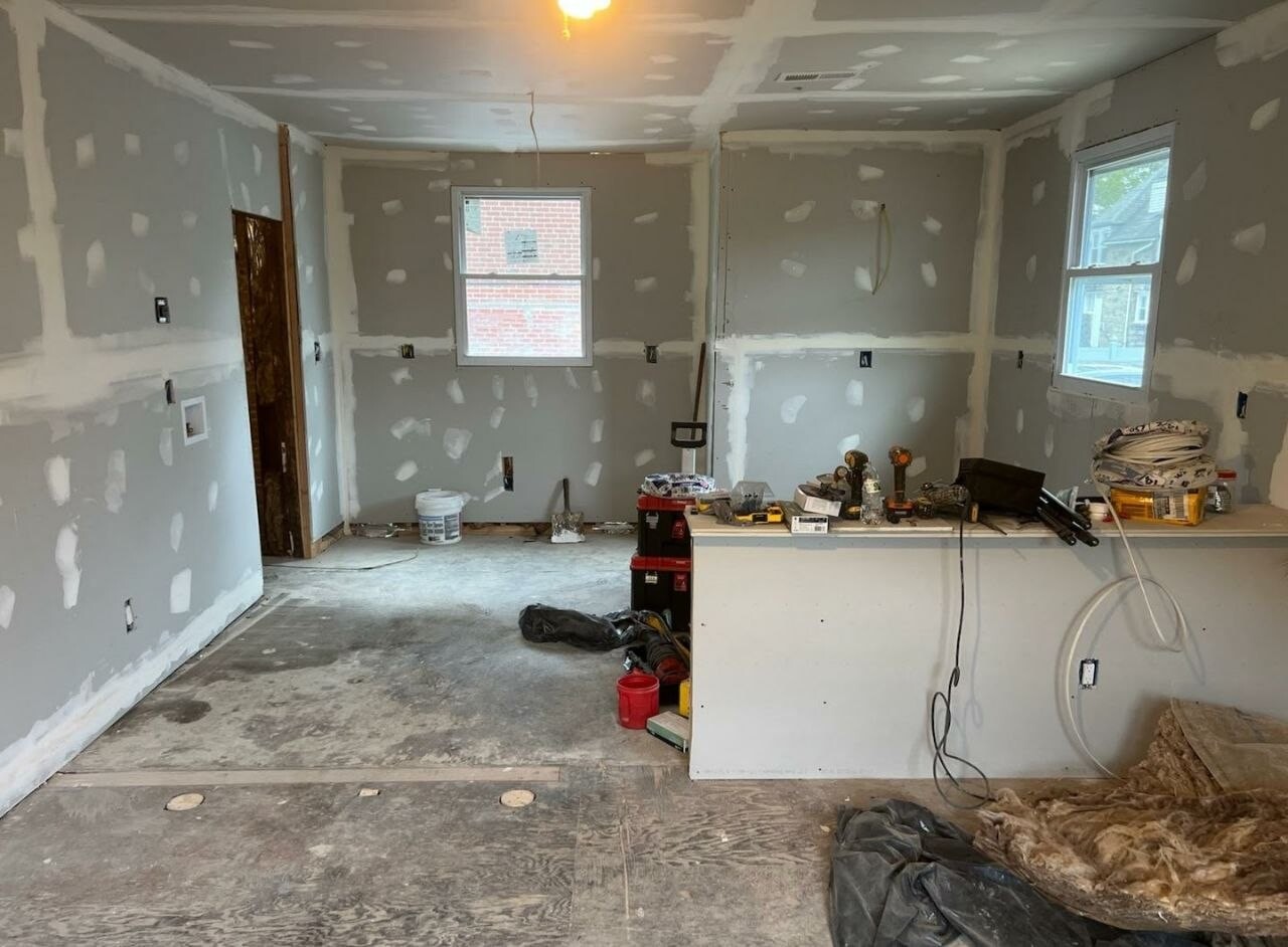 Drywall board and tape in a kitchen — J&R Enterprise project